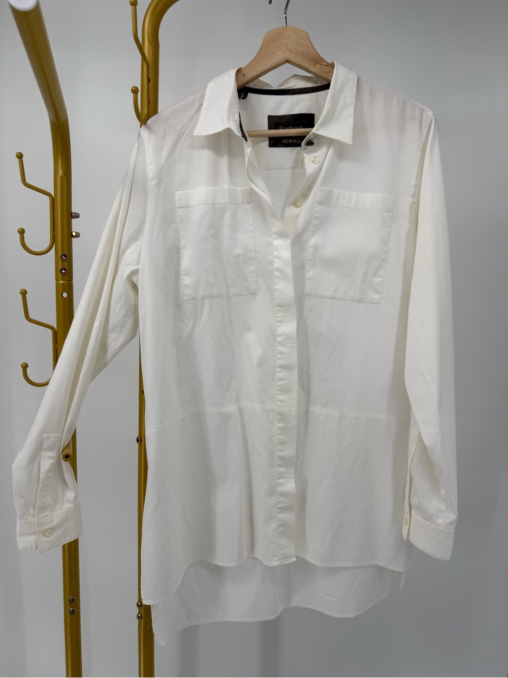 Barbour Bruray Winter Tartan Off-White Button-Down Long Sleeve Shirt Size 12
